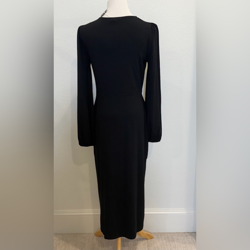 NEW Boden Women’s Knot Midi Dress 8R Twist Jersey Long Sleeve Black‎ 8 Stretch - Picture 6 of 9
